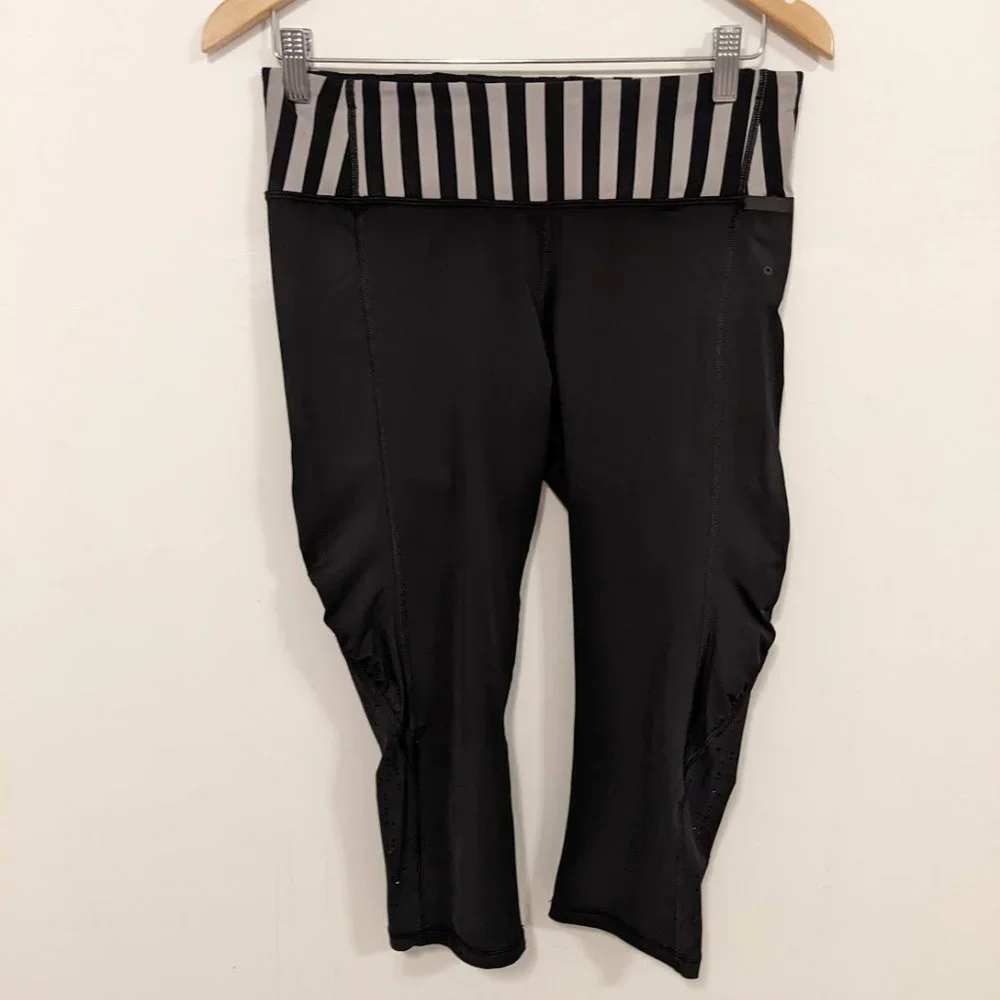 Lululemon Water Bound Crop Black/Apex Stripe Printed Black Dune 8 - Picture 8 of 16